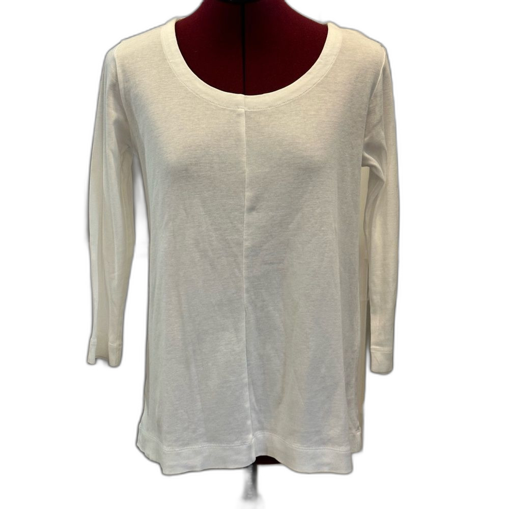 J Jill Scoop Neck 3/4 sleeve White T